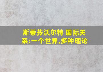 斯蒂芬沃尔特 国际关系:一个世界,多种理论